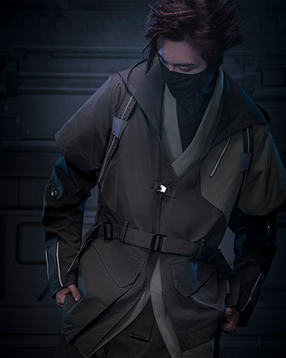 Futuristic Blade Shadow Coat -  cyberpunk style - Futuristic Blade Shadow Coat: Techwear Inspired Design - View 4