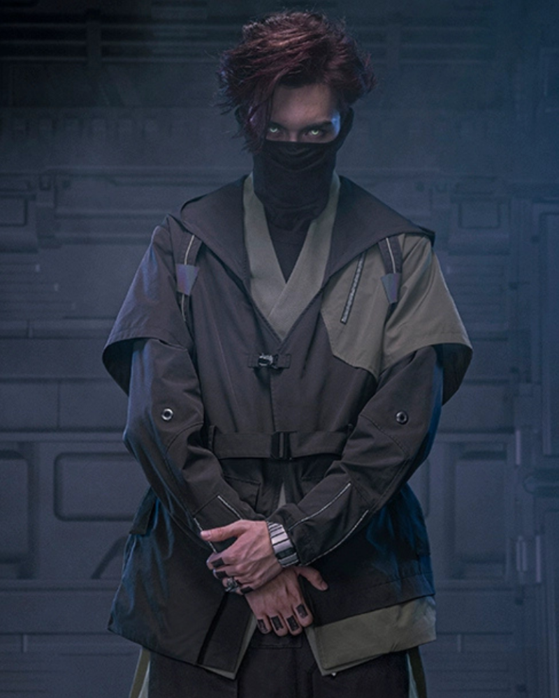 Futuristic Blade Shadow Coat - techwear - Futuristic Blade Shadow Coat: Techwear Inspired Design - Main view