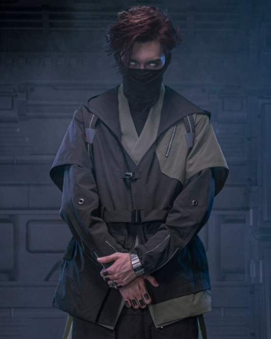 Futuristic Blade Shadow Coat - techwear - Futuristic Blade Shadow Coat: Techwear Inspired Design - Main view