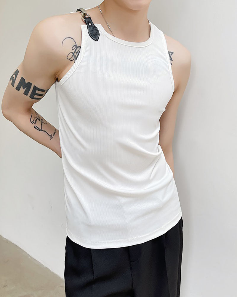 Futuristic Buckle Strap Tank Top - techwear - Futuristic Buckle Strap Tank Top for Urban Style - View 2