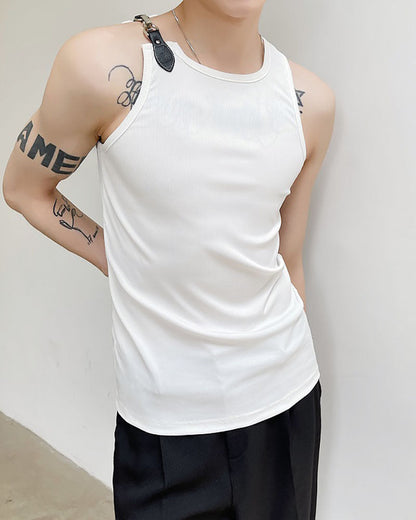 Futuristic Buckle Strap Tank Top - techwear - Futuristic Buckle Strap Tank Top for Urban Style - View 2