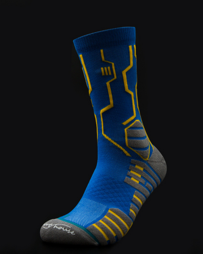 Futuristic Circuit Design Socks - circuit socks - Mid-calf Cyberpunk Circuit Design Socks in Neon Colors - View 10