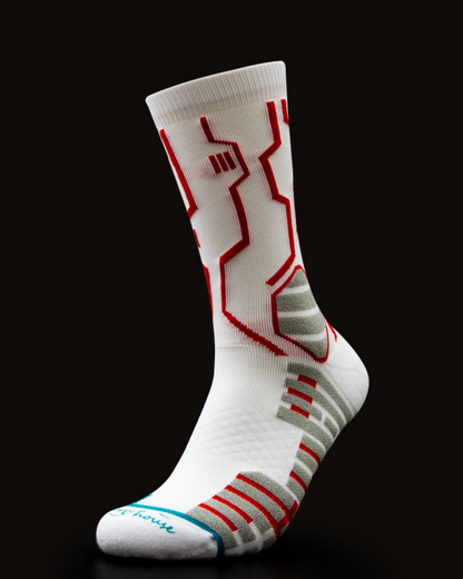Futuristic Circuit Design Socks - circuit socks - Mid-calf Cyberpunk Circuit Design Socks in Neon Colors - View 2
