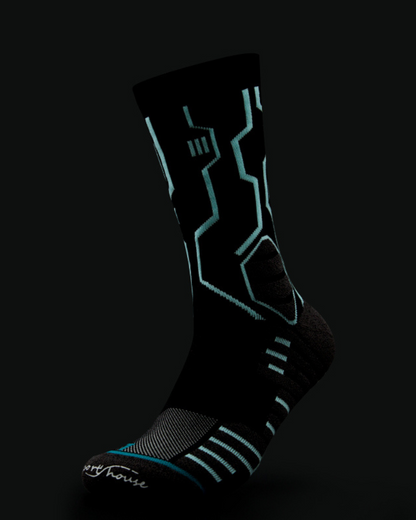 Futuristic Circuit Design Socks -  fashion socks - Mid-calf Cyberpunk Circuit Design Socks in Neon Colors - View 5