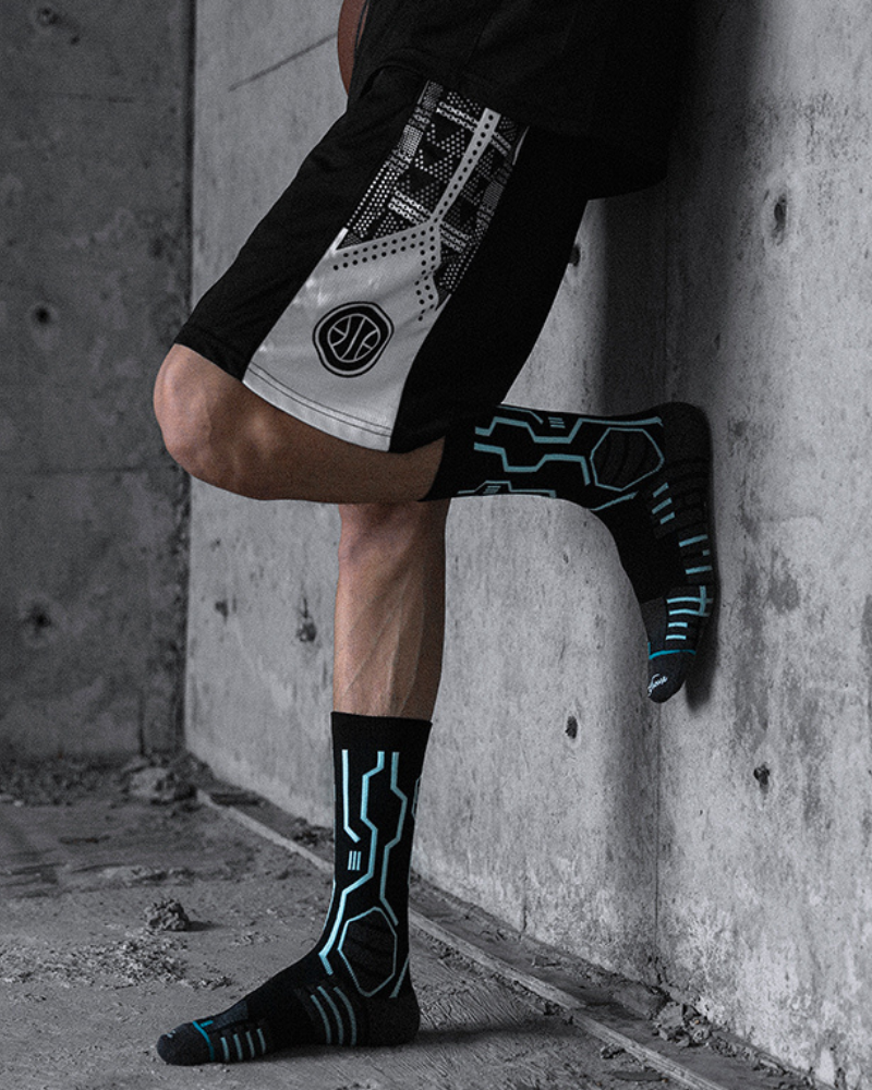 Futuristic Circuit Design Socks -  neon socks - Mid-calf Cyberpunk Circuit Design Socks in Neon Colors - View 7