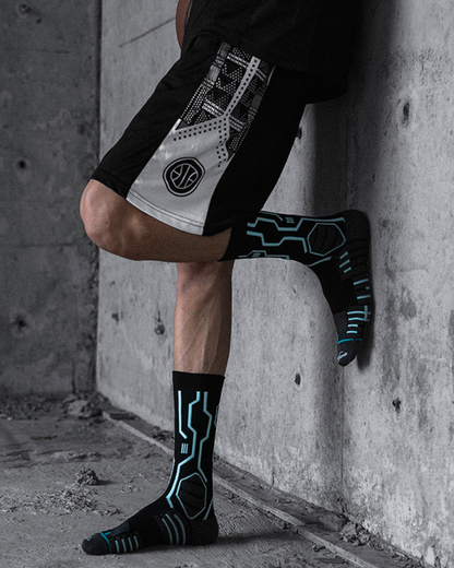 Futuristic Circuit Design Socks -  neon socks - Mid-calf Cyberpunk Circuit Design Socks in Neon Colors - View 7