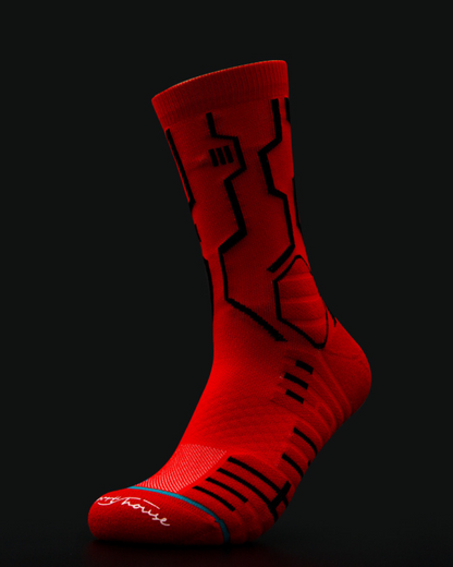 Futuristic Circuit Design Socks -  techwear socks - Mid-calf Cyberpunk Circuit Design Socks in Neon Colors - View 8