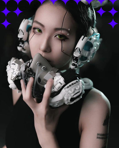 Futuristic Cyberpunk Angel Headgear -  angel headgear - Futuristic Cyberpunk Angel Headgear for Unique Style - View 3