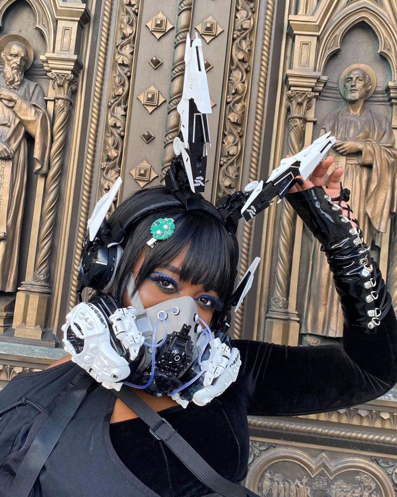 Futuristic Cyberpunk Angel Headgear -  streetwear - Futuristic Cyberpunk Angel Headgear for Unique Style - View 5