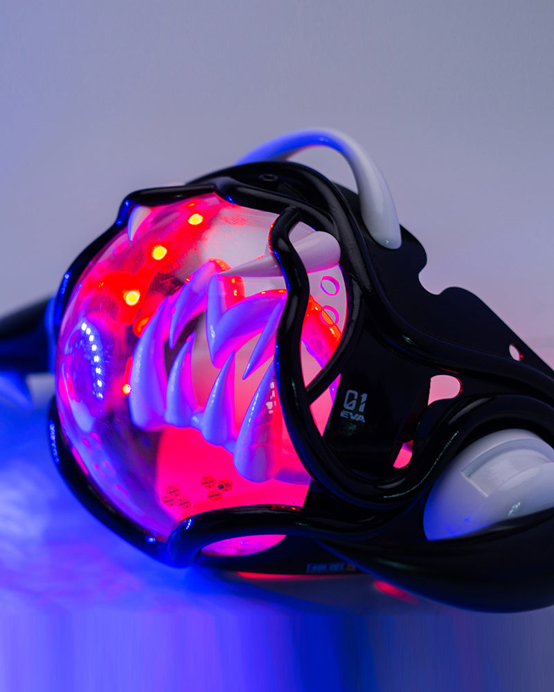 Futuristic Cyberpunk Half Face Mask - mask with led lights - Futuristic Cyberpunk Half Face Mask with LED Lights - View 2