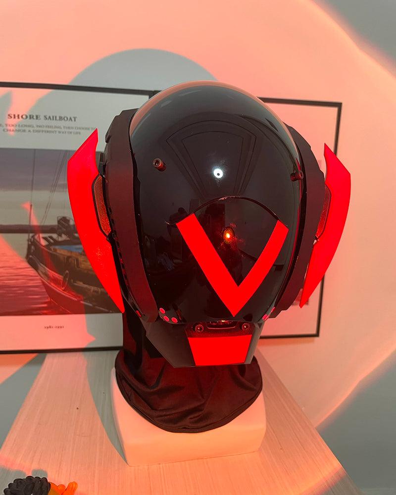 Futuristic Cyberpunk Helmet Mask -  mask set - Futuristic Cyberpunk Helmet and Mask Set for Style - View 4