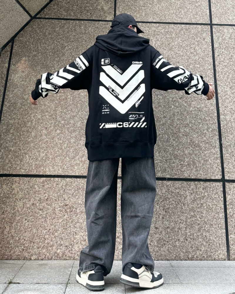 Futuristic Cyberpunk Hoodie -  black hoodie - Futuristic Cyberpunk Hoodie for Stylish Streetwear - View 13