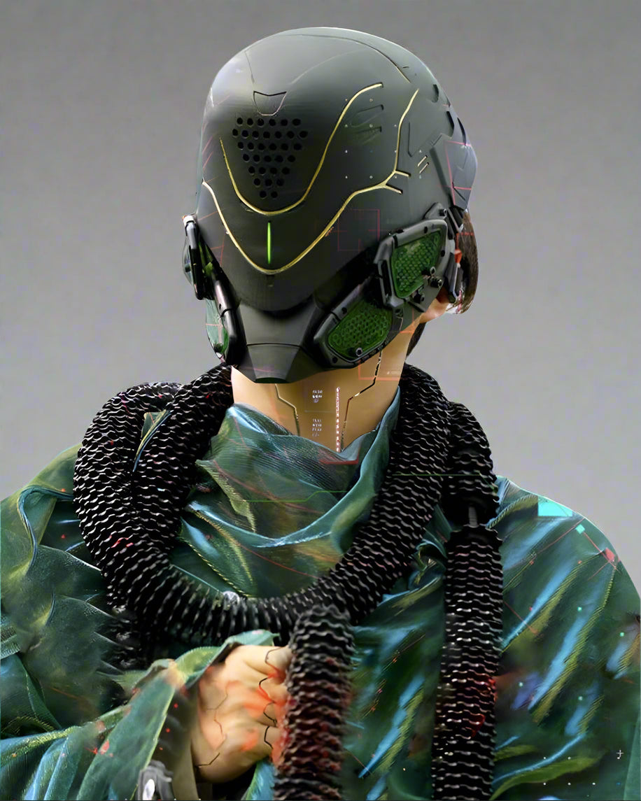 Futuristic Cyberpunk Mech Helmet -  techwear - Futuristic Cyberpunk Mech Helmet for Unique Style - View 6