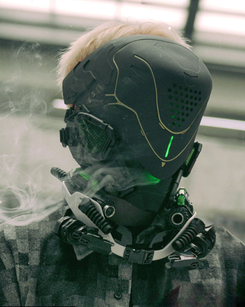 Futuristic Cyberpunk Mech Helmet -  techwear accessories - Futuristic Cyberpunk Mech Helmet for Unique Style - View 7