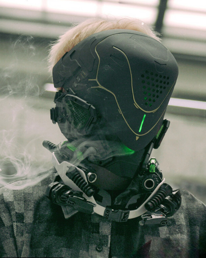 Futuristic Cyberpunk Mech Helmet -  techwear accessories - Futuristic Cyberpunk Mech Helmet for Unique Style - View 7