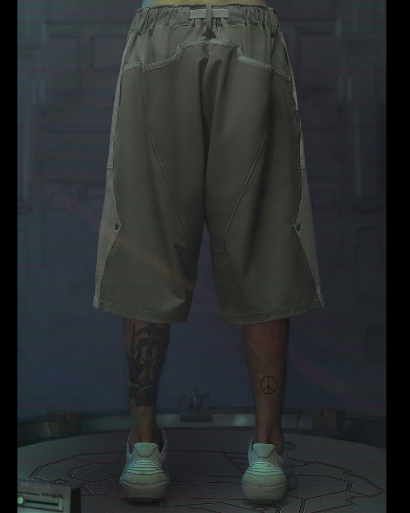 Futuristic Cyberpunk Suit Shorts -  eight pockets shorts - Futuristic Cyberpunk Suit Shorts with Eight Pockets - View 3