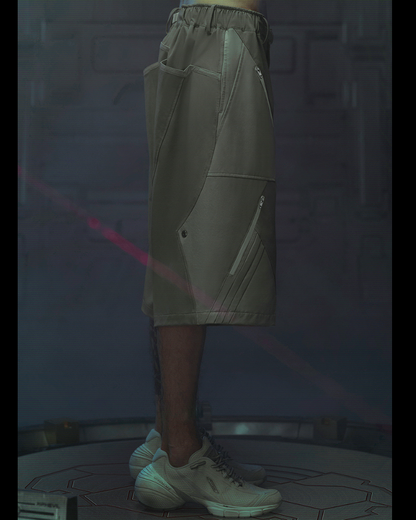 Futuristic Cyberpunk Suit Shorts - stylish techwear - Futuristic Cyberpunk Suit Shorts with Eight Pockets - View 2