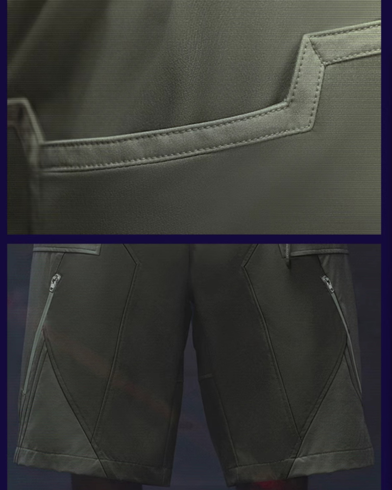 Futuristic Cyberpunk Suit Shorts -  techwear shorts - Futuristic Cyberpunk Suit Shorts with Eight Pockets - View 7