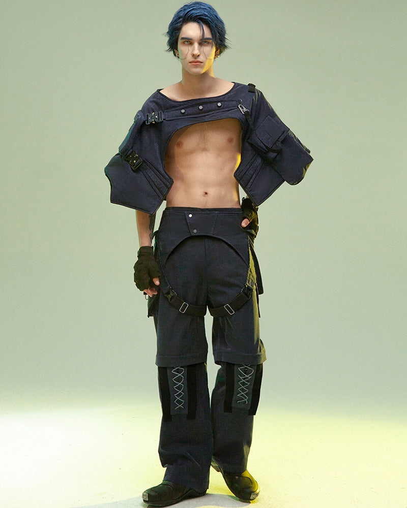 Futuristic Detachable Cyberpunk Pants -  cotton pants - Futuristic Detachable Cyberpunk Pants for Urban Style - View 3