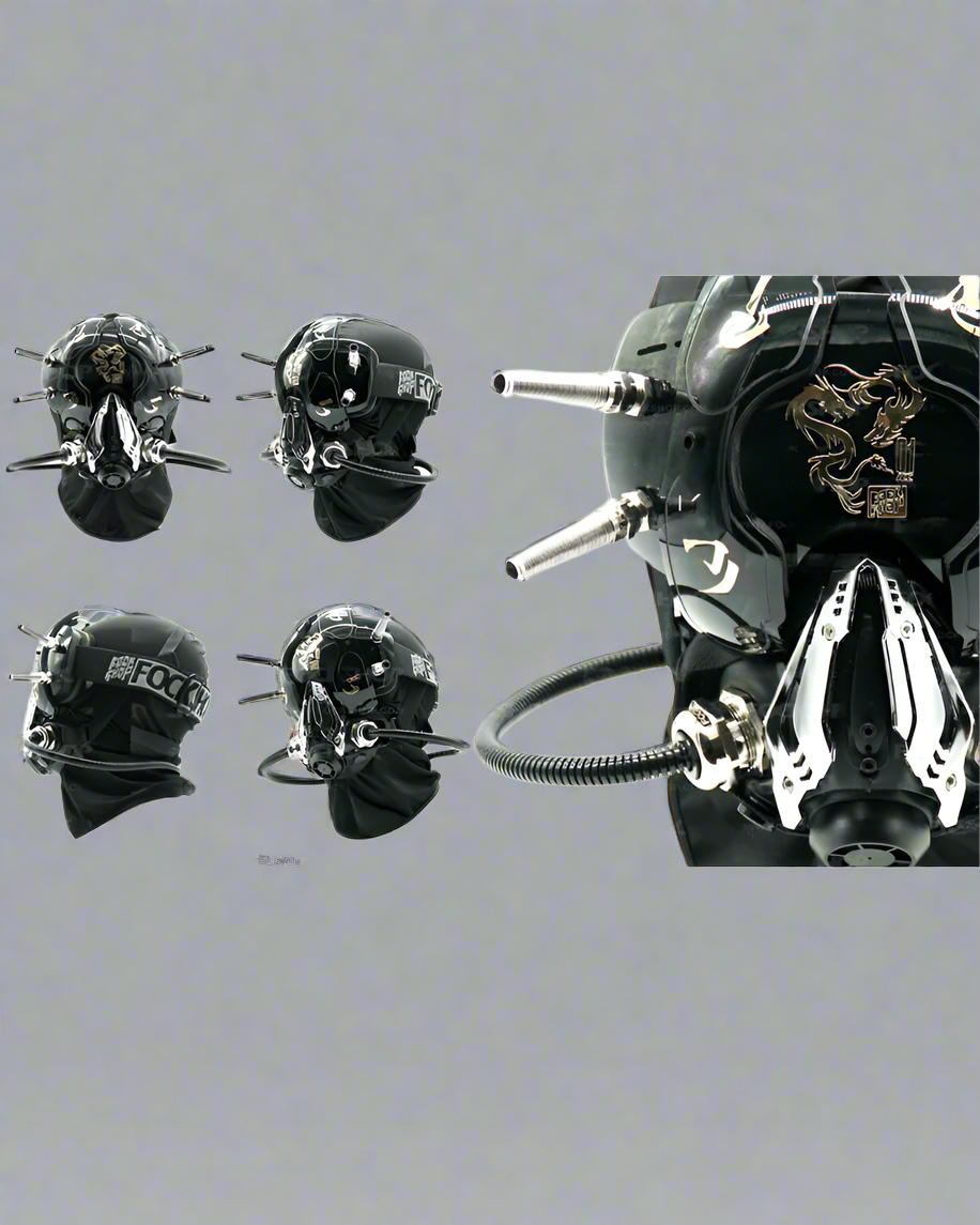 Futuristic Dragon Mask & Goggles -  balaclava - Futuristic Dragon Mask and Goggles for Versatile Style - View 3