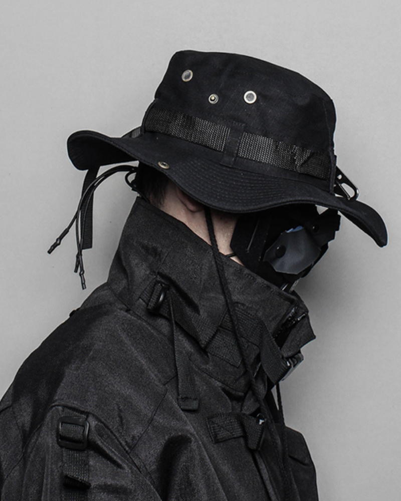 Futuristic Drawstring Bucket Hat -  futuristic - Futuristic Drawstring Bucket Hat for Urban Styles - View 5