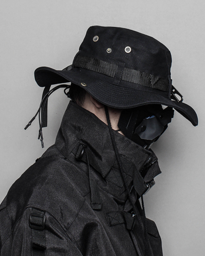 Futuristic Drawstring Bucket Hat -  futuristic - Futuristic Drawstring Bucket Hat for Urban Styles - View 5