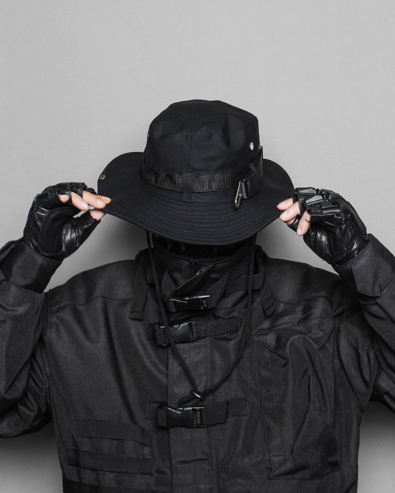 Futuristic Drawstring Bucket Hat -  streetwear - Futuristic Drawstring Bucket Hat for Urban Styles - View 6