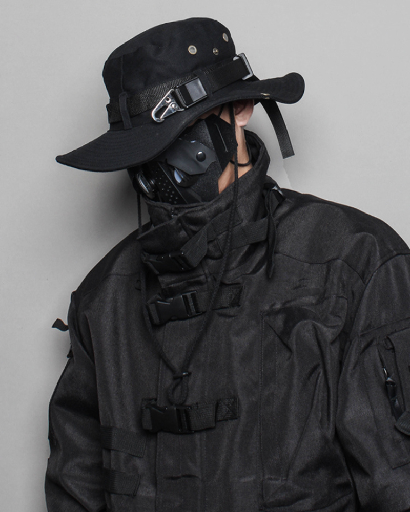 Futuristic Drawstring Bucket Hat - stylish accessory - Futuristic Drawstring Bucket Hat for Urban Styles - View 2