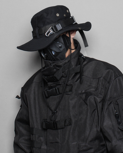 Futuristic Drawstring Bucket Hat - stylish accessory - Futuristic Drawstring Bucket Hat for Urban Styles - View 2