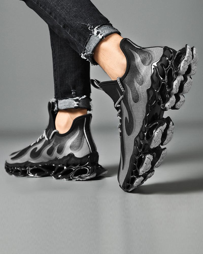 Futuristic Flame-Emblazoned Sneakers - stylish techwear shoes - Futuristic Flame-Emblazoned Sneakers for Modern Style - View 2