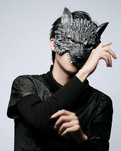 Futuristic Half-Face Wolf Mask -  futuristic mask - Futuristic Half-Face Wolf Mask for Techwear Style - View 3