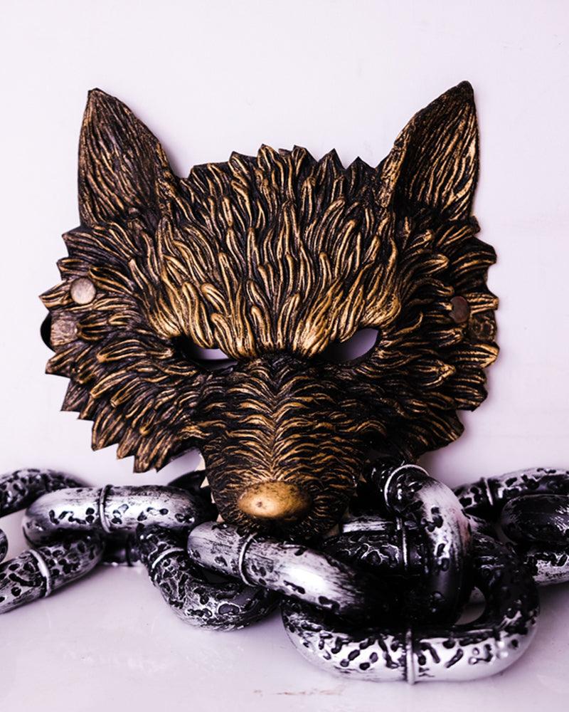 Futuristic Half-Face Wolf Mask -  golden silver mask - Futuristic Half-Face Wolf Mask for Techwear Style - View 10