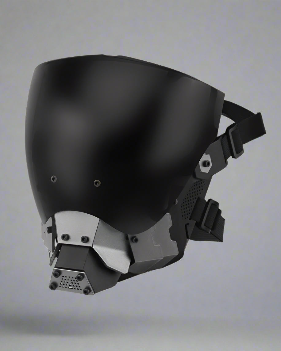 Futuristic Half Helmet Mask - cyberpunk themed mask - Futuristic Half Helmet Mask for Cyberpunk Events - Main view