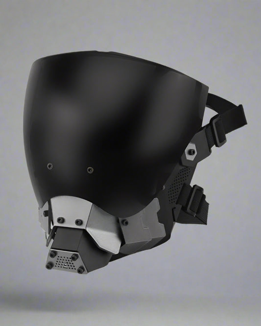 Futuristic Half Helmet Mask - cyberpunk themed mask - Futuristic Half Helmet Mask for Cyberpunk Events - Main view