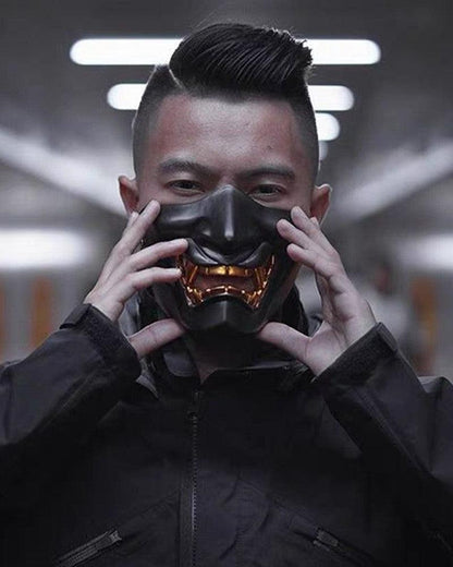 Futuristic Hannya Half Face Mask -  fashion statement mask - Hannya Half Face Mask for Cyberpunk Cosplay - View 13