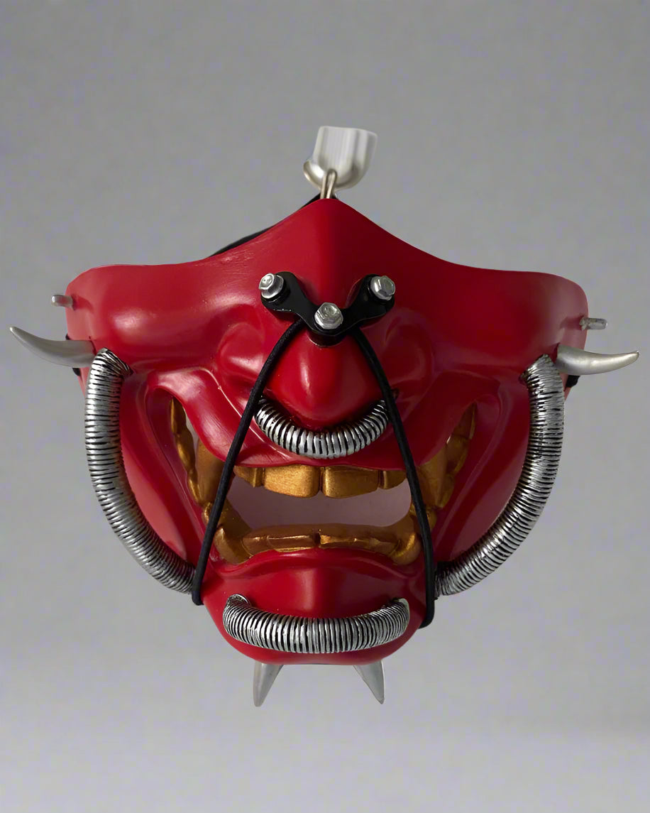 Futuristic Hannya Half Mask -  cyberpunk mask - Futuristic Hannya Half Mask with Cyberpunk Style - View 4