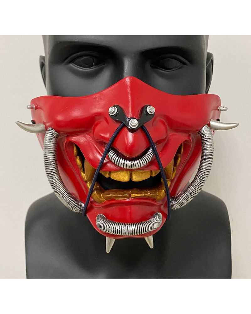 Futuristic Hannya Half Mask -  half mask - Futuristic Hannya Half Mask with Cyberpunk Style - View 6