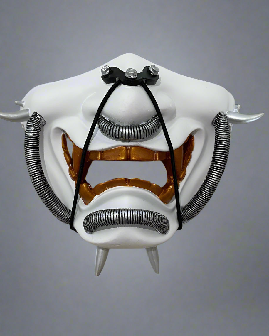 Futuristic Hannya Half Mask - hannya mask - Futuristic Hannya Half Mask with Cyberpunk Style - View 2
