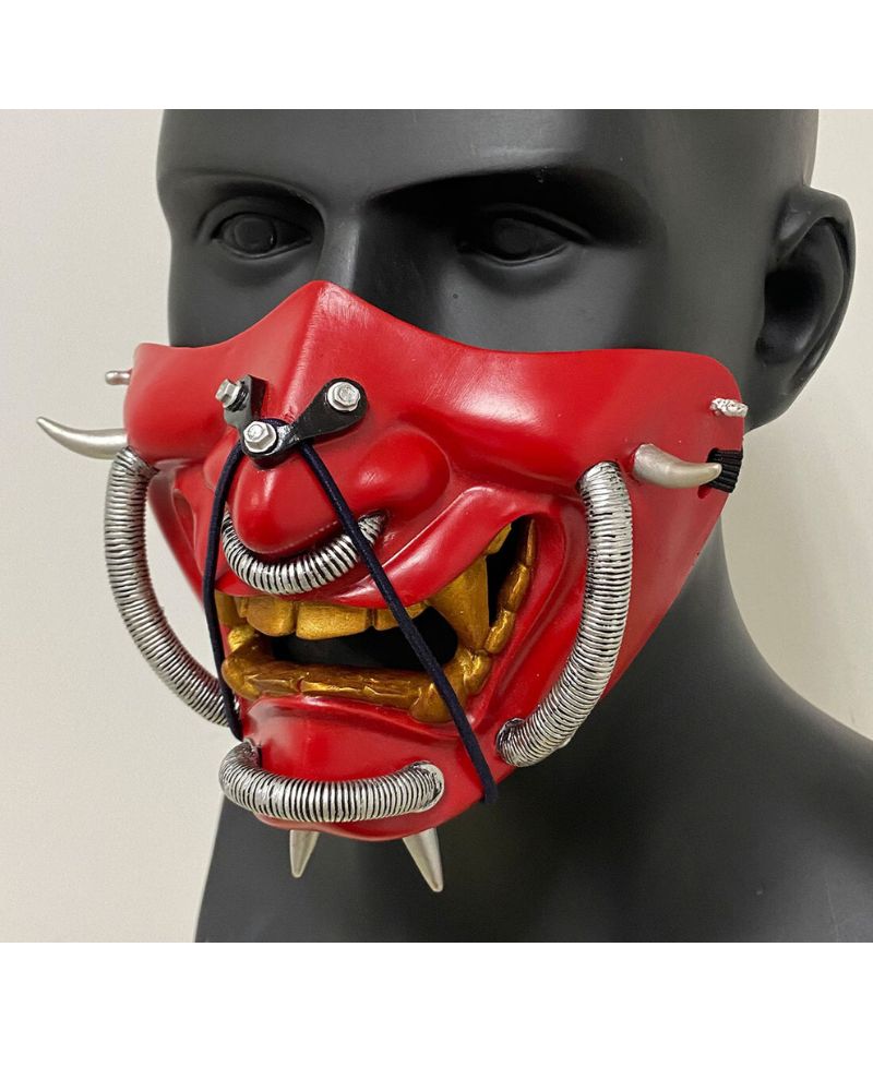 Futuristic Hannya Half Mask -  streetwear - Futuristic Hannya Half Mask with Cyberpunk Style - View 7