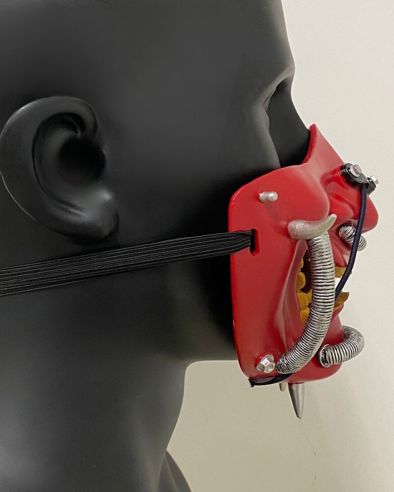 Futuristic Hannya Half Mask -  themed events mask - Futuristic Hannya Half Mask with Cyberpunk Style - View 8