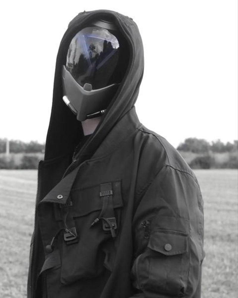 Futuristic Helmet Mask - Stealthy Style -  adjustable mask - Stealthy Black Futuristic Helmet Mask for Techwear Style - View 9