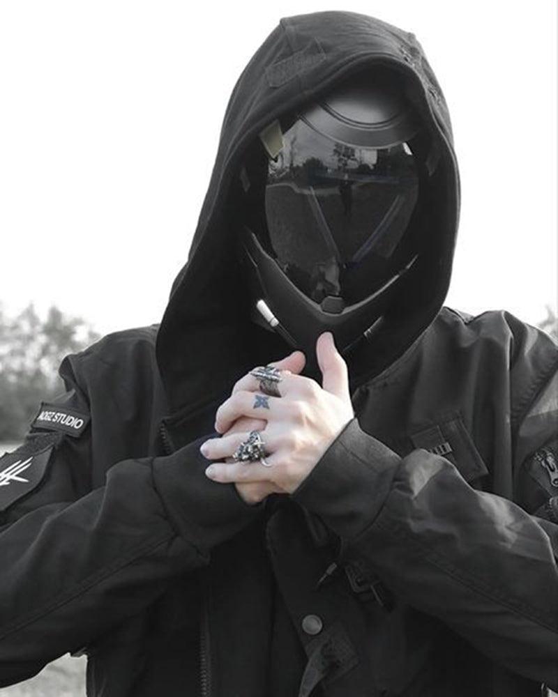 Futuristic Helmet Mask - Stealthy Style - cyberpunk face mask - Stealthy Black Futuristic Helmet Mask for Techwear Style - View 7