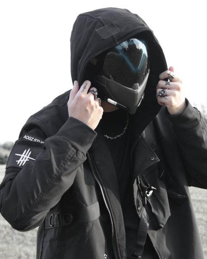 Futuristic Helmet Mask - Stealthy Style - helmet mask - Stealthy Black Futuristic Helmet Mask for Techwear Style - View 8