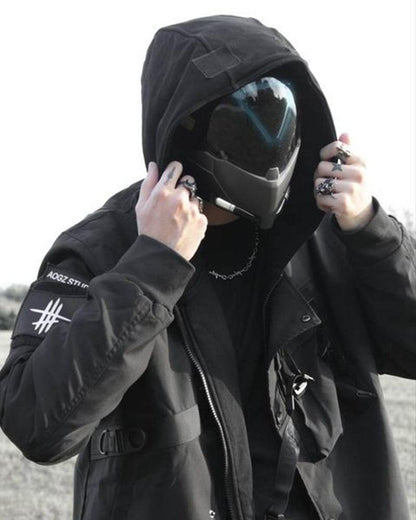 Futuristic Helmet Mask - Stealthy Style - helmet mask - Stealthy Black Futuristic Helmet Mask for Techwear Style - View 8