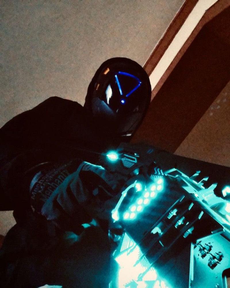 Futuristic Helmet Mask - Stealthy Style -  PVC mask - Stealthy Black Futuristic Helmet Mask for Techwear Style - View 5