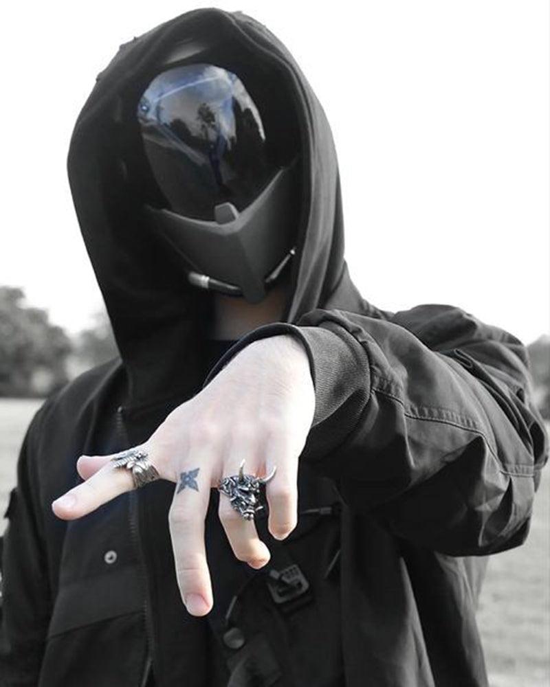 Futuristic Helmet Mask - Stealthy Style -  techwear mask - Stealthy Black Futuristic Helmet Mask for Techwear Style - View 6