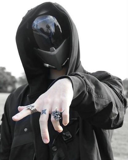 Futuristic Helmet Mask - Stealthy Style -  techwear mask - Stealthy Black Futuristic Helmet Mask for Techwear Style - View 6
