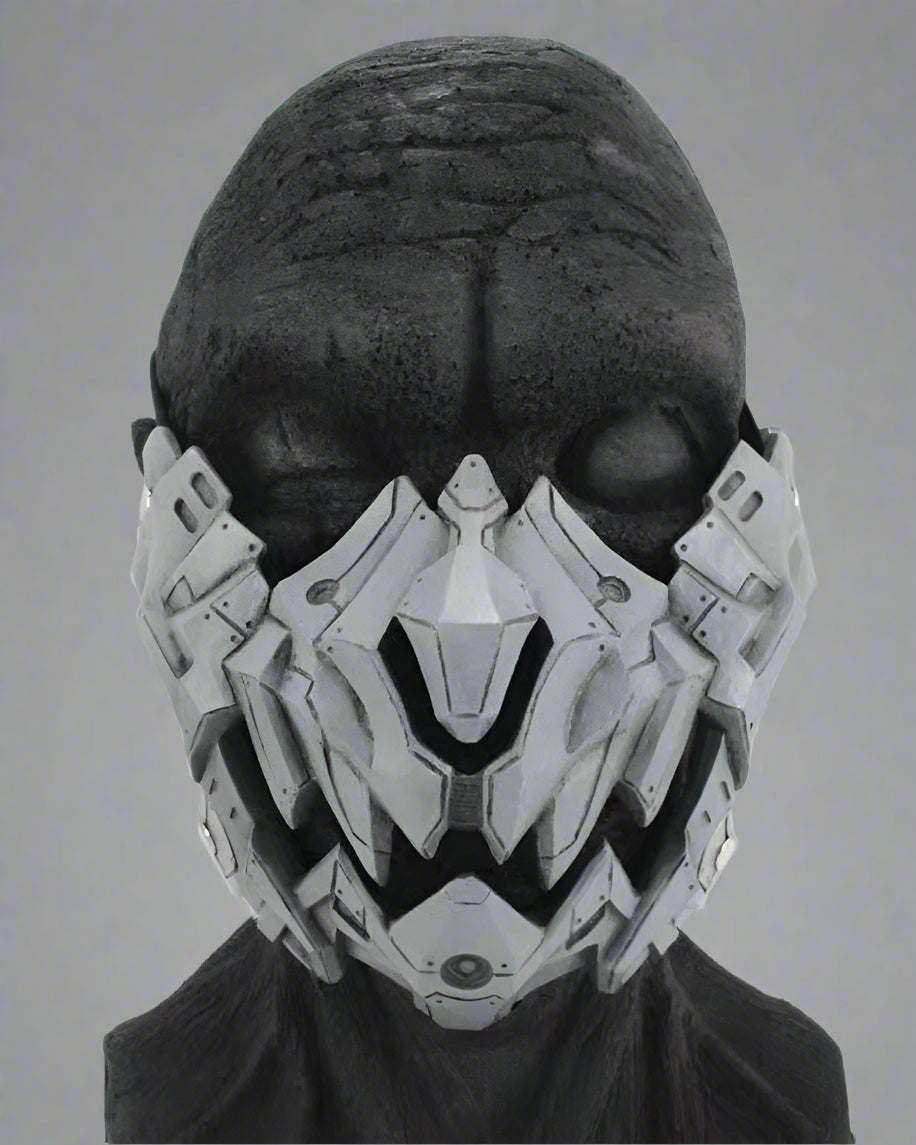 Futuristic Japanese Halloween Mask -  cyberpunk accessories - Futuristic Japanese Halloween Mask with Neon Lights - View 3