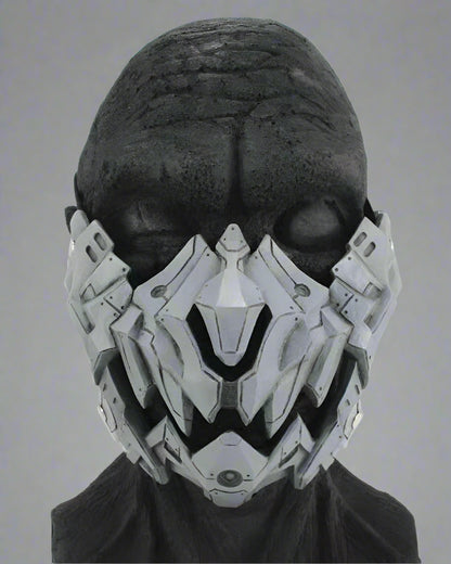 Futuristic Japanese Halloween Mask -  cyberpunk accessories - Futuristic Japanese Halloween Mask with Neon Lights - View 3