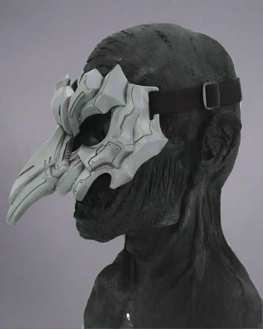 Futuristic Japanese Halloween Mask -  cyberpunk costume - Futuristic Japanese Halloween Mask with Neon Lights - View 4